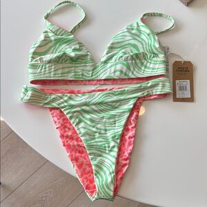 Green and Pink Billabong Swimsuit